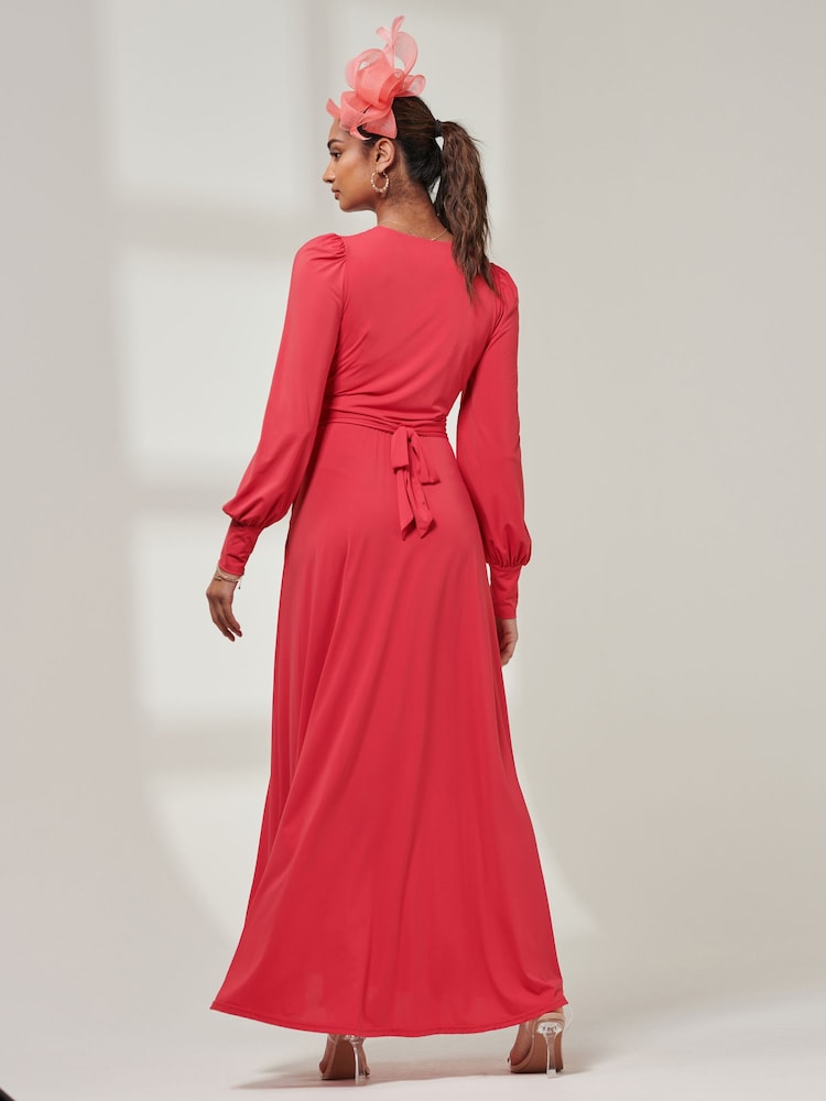 Jolie Moi Pink Tone Giulia Long Sleeve Maxi Dress - Image 2 of 5