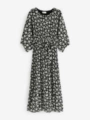 Jolie Moi Black Pleated Waist Tie Chiffon Maxi Dress - Image 7 of 7