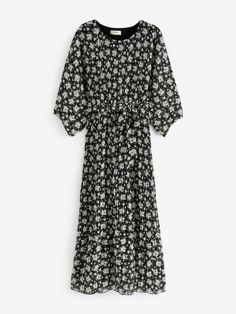 Jolie Moi Black Pleated Waist Tie Chiffon Maxi Dress - Image 7 of 7