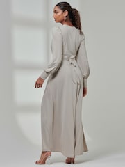 Серый - Платье макси с длинными рукавами Jolie Moi Giulia - Image 2 of 5