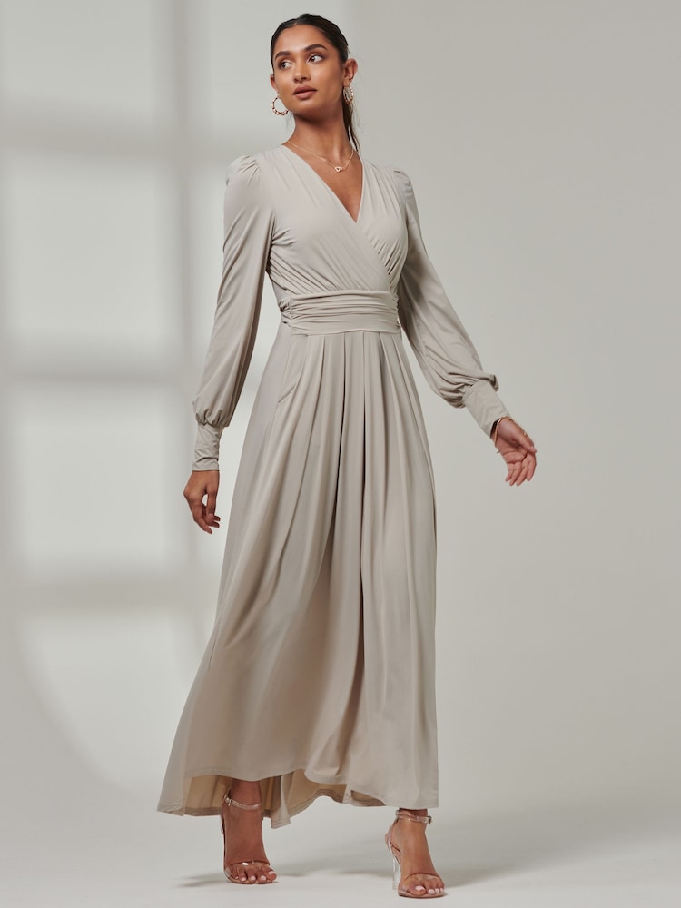 Grau - Jolie Moi Giulia Langärmliges Maxikleid - Bild 5 von 5 Grau - Jolie Moi Giulia Langärmliges Maxikleid - Bild 5 von 5