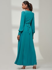 Jolie Moi Green Giulia Long Sleeve Maxi Dress - Image 2 of 6