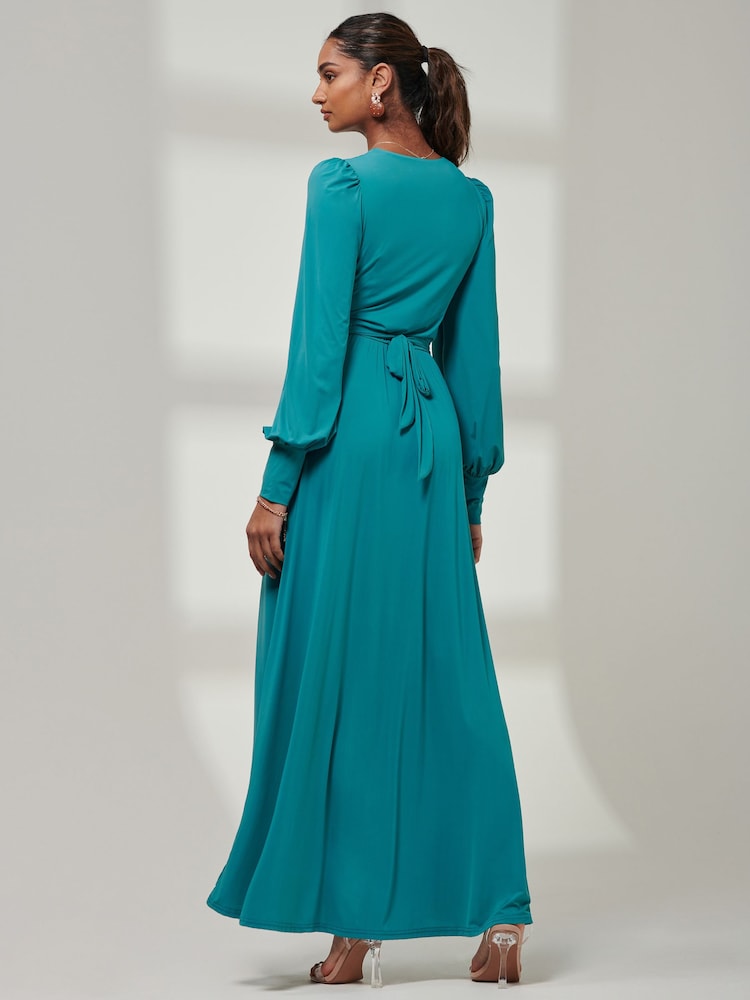 Jolie Moi Green Giulia Long Sleeve Maxi Dress - Image 2 of 6