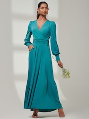 Jolie Moi Green Giulia Long Sleeve Maxi Dress - Image 4 of 6