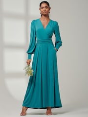 Jolie Moi Green Giulia Long Sleeve Maxi Dress - Image 5 of 6