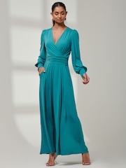 Jolie Moi Green Giulia Long Sleeve Maxi Dress - Image 6 of 6