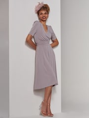 Jolie Moi Grey Bianca Half Sleeve Jersey Midi Dress - Image 4 of 6
