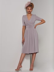 Jolie Moi Grey Bianca Half Sleeve Jersey Midi Dress - Image 6 of 6