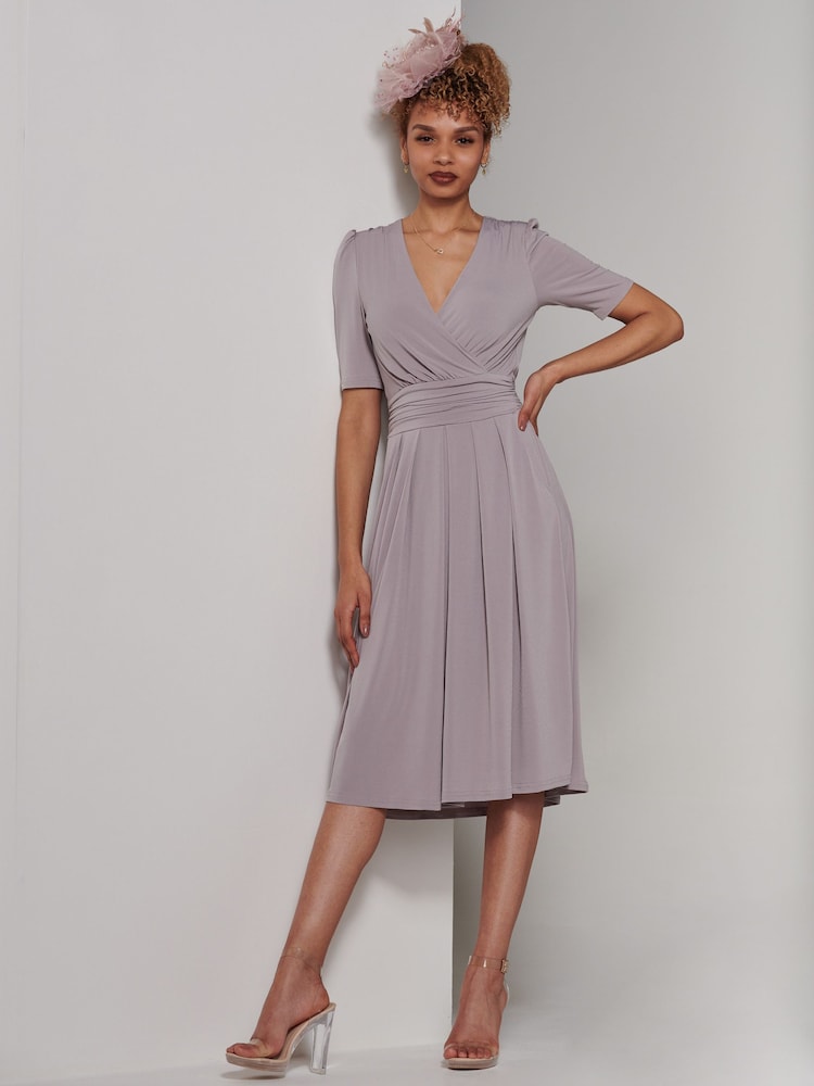 Jolie Moi Grey Bianca Half Sleeve Jersey Midi Dress - Image 6 of 6