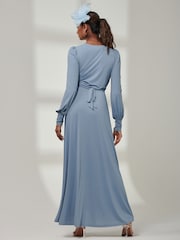 Jolie Moi Blue Giulia Long Sleeve Maxi Dress - Image 2 of 5