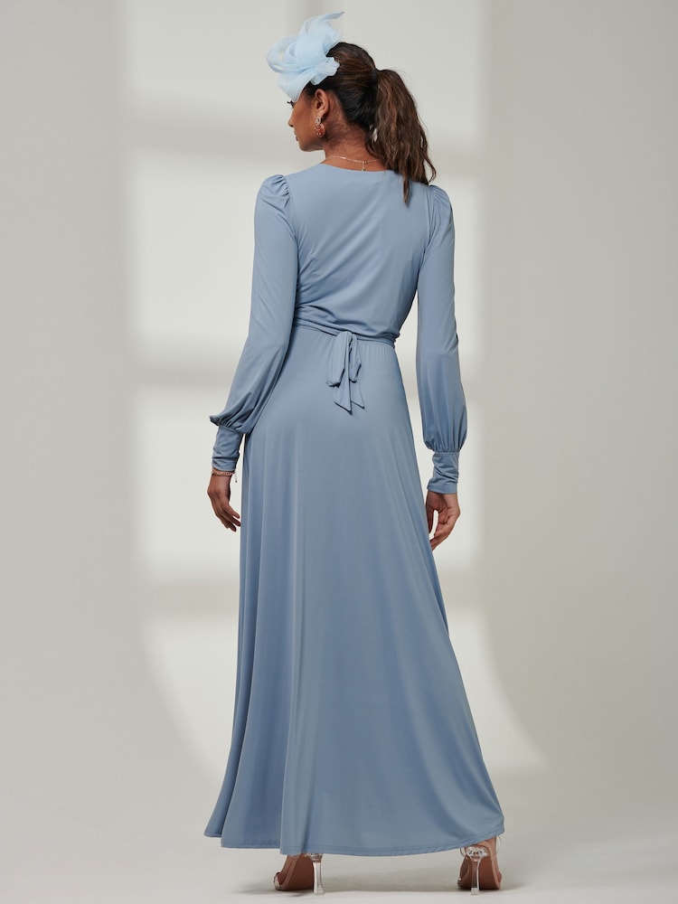 Jolie Moi Blue Giulia Long Sleeve Maxi Dress - Image 2 of 5