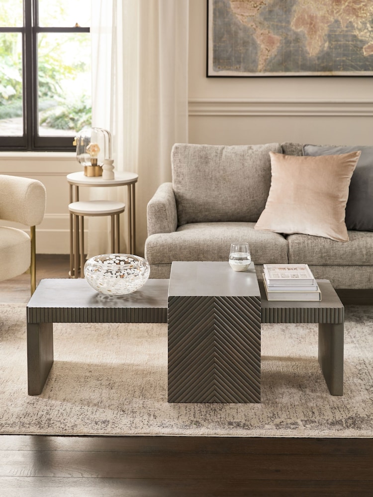 Dark Grey Valencia Mango Wood Nest of 2, Rectangular Coffee Table - Image 1 of 7