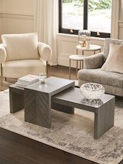 Dark Grey Valencia Mango Wood Nest of 2, Rectangular Coffee Table - Image 2 of 7