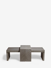 Dark Grey Valencia Mango Wood Nest of 2, Rectangular Coffee Table - Image 5 of 7