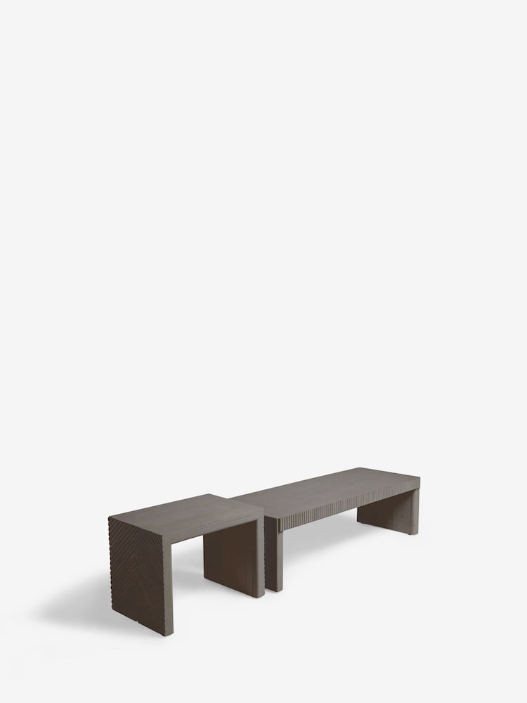 Dark Grey Valencia Mango Wood Nest of 2, Rectangular Coffee Table - Image 7 of 7