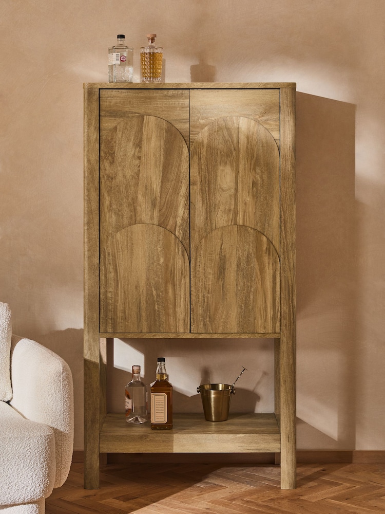 Mid Natural Arches Mango Effect Drinks Cabinet - Image 1 of 8