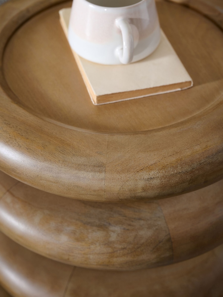 Natural N. Premium Donut Mango Wood Side Table - Image 2 of 4