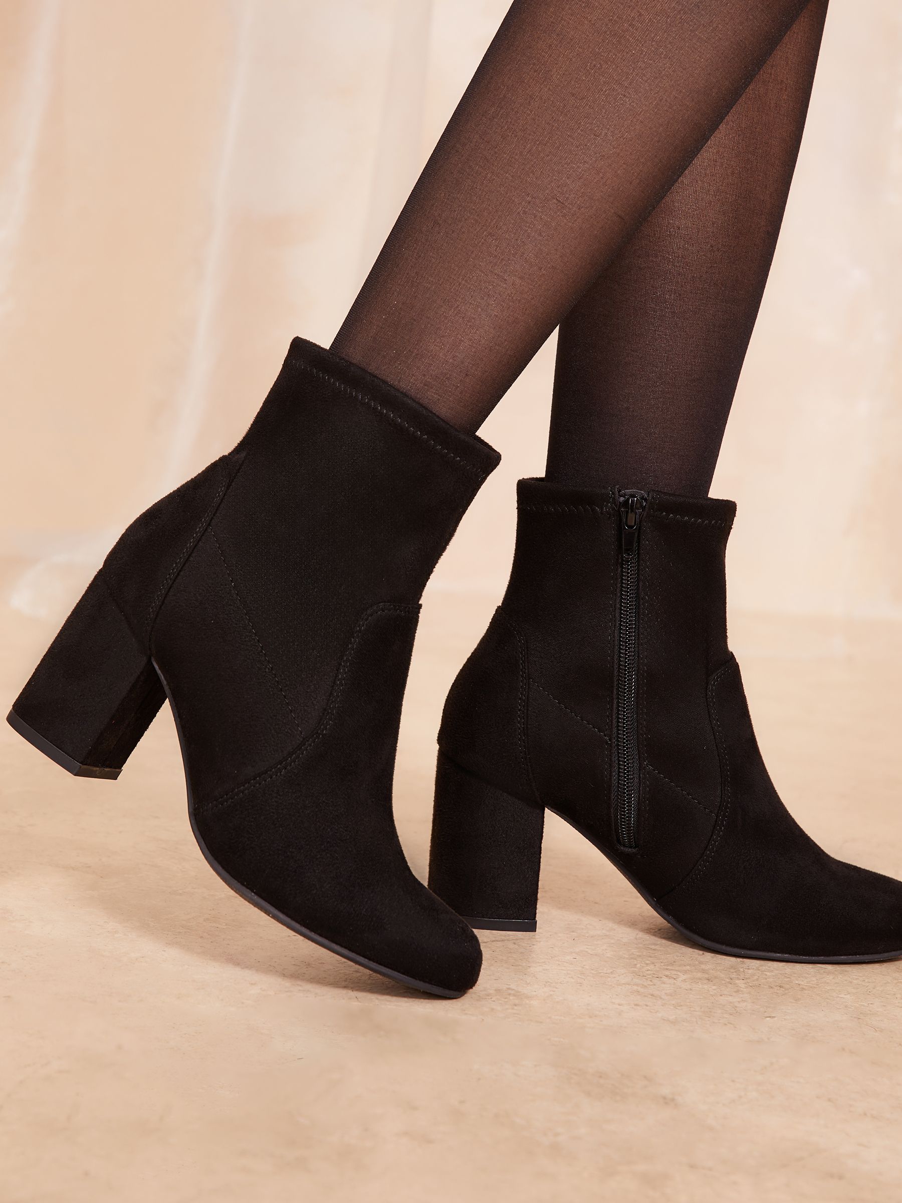 Sock boots black block heel online