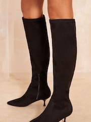 Friends Like These Black Kitten Heel Over The Knee Stretch Boot - Image 2 of 4