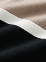 Black/Ecru 100% Cotton Quarter Zip Colourblock Short Sleeve Polo Shirt (3-16yrs) - Image 4 of 4