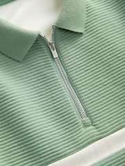 Green/Ecru Colourblock Short Sleeve 100% Cotton Polo Shirt (3-16yrs) - Image 3 of 3