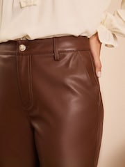 Love & Roses Brown Faux Leather Straight Trousers - Image 2 of 4
