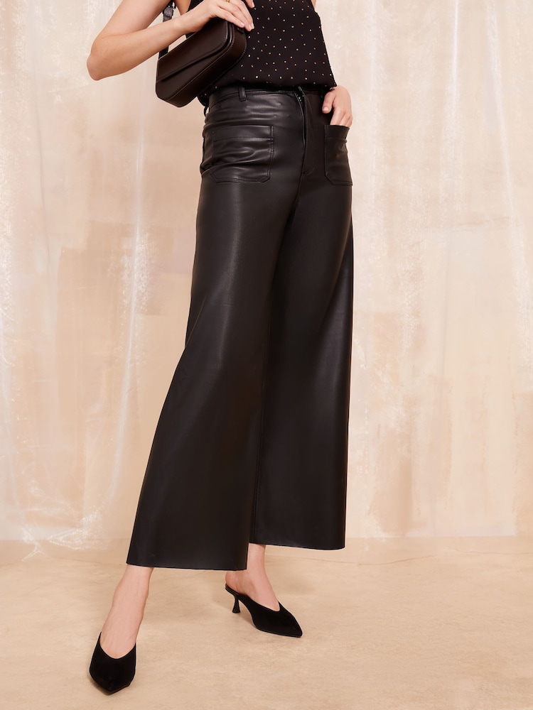 Friends Like These Black Kitten Heel Pointed Toe Mule Faux Suede Court Shoes - Image 2 of 4