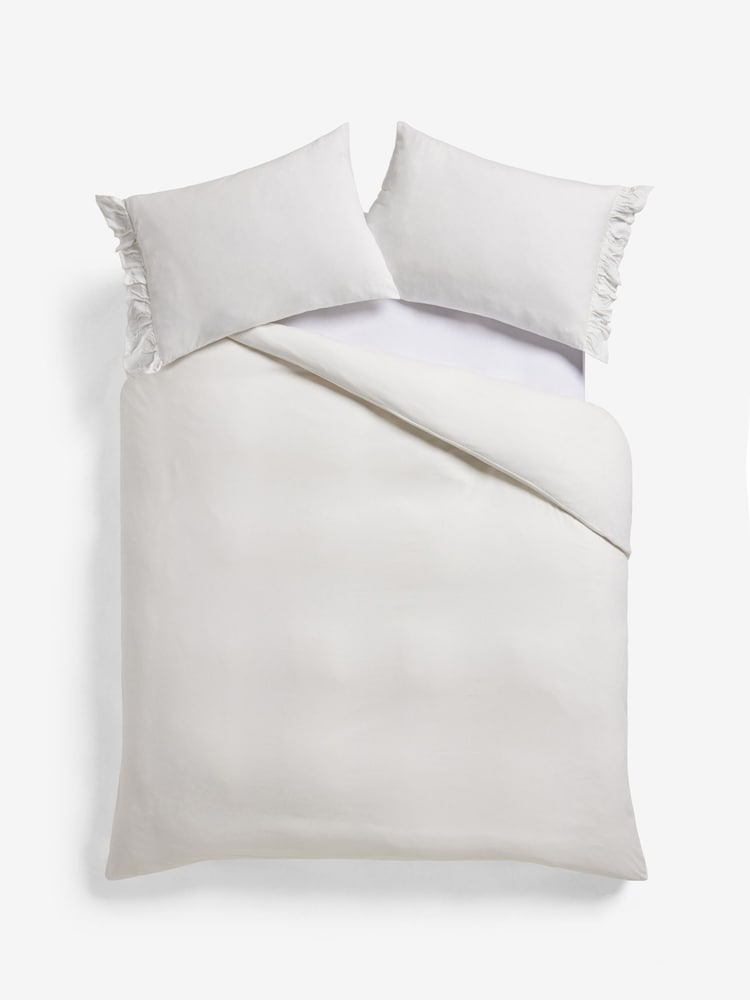 100% Cotton Supersoft Brushed Frill Duvet Cover and Pillowcase Set - Изображение 5 из 5