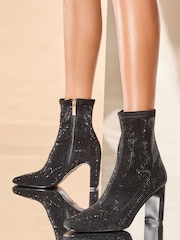 Lipsy Средние блочные каблуки для вечеринок Gem Ankle носки сапог - Image 1 of 4