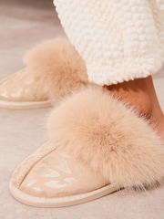 Lipsy Brown Super Soft Leopard Mule Faux Fur Nightwear Slippers - Image 2 of 4