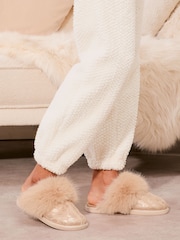 Lipsy Brown Super Soft Leopard Mule Faux Fur Nightwear Slippers - Image 3 of 4