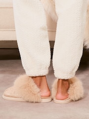 Lipsy Brown Super Soft Leopard Mule Faux Fur Nightwear Slippers - Image 4 of 4