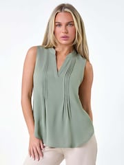 Roman Green Sleeveless Pleat Detail Top - Image 1 of 5