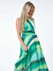 Roman Green Sleeveless Abstract Print Midi Dress - Image 1 of 5