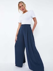 Roman Blue Pleat Side Wide Leg Trousers - Image 1 of 5