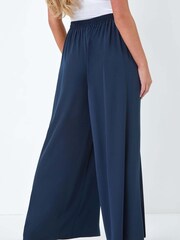 Roman Blue Pleat Side Wide Leg Trousers - Image 3 of 5