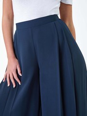 Roman Blue Pleat Side Wide Leg Trousers - Image 5 of 5