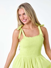 Roman Yellow 100% Cotton Broderie Tiered Maxi Dress - Image 4 of 5