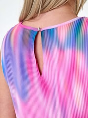 Roman Blue Abstract Pleated Vest Top - Image 5 of 5