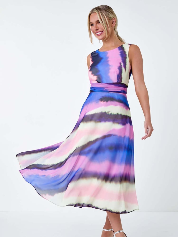 Roman Sleeveless Abstract Print Midi Dress - Image 1 of 5 Roman Sleeveless Abstract Print Midi Dress - Image 1 of 5