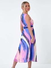 Roman Purple Sleeveless Abstract Print Midi Dress - Image 3 of 5