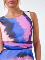 Roman Purple Sleeveless Abstract Print Midi Dress - Image 5 of 5