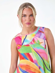 Roman Orange Abstract Pleated Vest Top - Image 4 of 5
