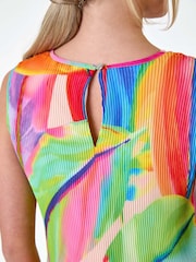 Roman Orange Abstract Pleated Vest Top - Image 5 of 5