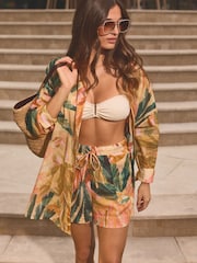 Green/Pink 100% Cotton Beach Shorts - Image 1 of 7