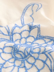 Cream/Blue 100% Cotton Embroidered Coord Pull On Shorts - Image 11 of 11
