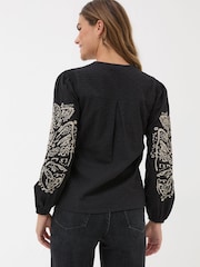 FatFace Black Lara Detail Blouse - Image 2 of 6