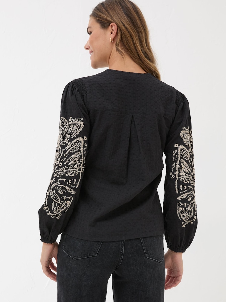 FatFace Black Lara Detail Blouse - Image 2 of 6