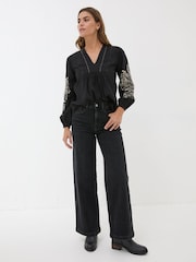 FatFace Black Lara Detail Blouse - Image 3 of 6