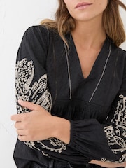 FatFace Black Lara Detail Blouse - Image 5 of 6